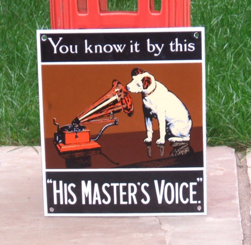 Enamel sign hmv his master - sign,